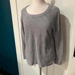 LOFT Anne Taylor Gray Crew Neck Sweater/‎ cable knit/ elevated basic/cotton/wool